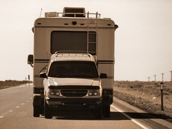 RV with attached vehicle