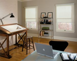Update your home office with light filtering roller shades at Blinds Chalet