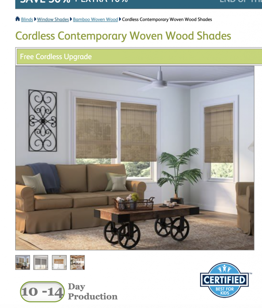 popular bamboo shade features - Production Times for custom blinds are listed on each product page.