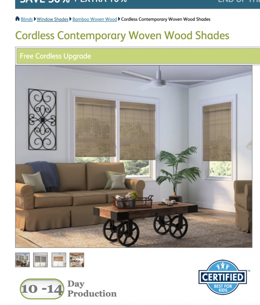 popular bamboo shade features - Production Times for custom blinds are listed on each product page. 