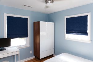Solid Print Roman Shades - Faux Linen - Navy with black out liner_Credit: Andrea Serrano @charlestonshopcurator Tag PG @kimgrahamphoto