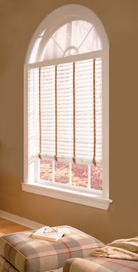 arch top faux wood blinds