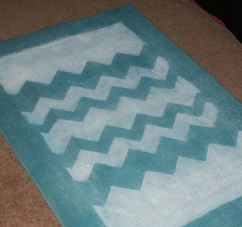Old Throw Rug Painted With Chevron Pattern