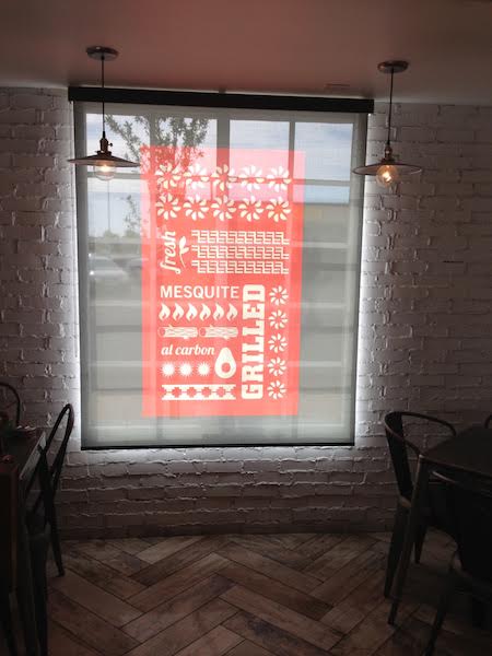 Custom graphic restaurant roller shades