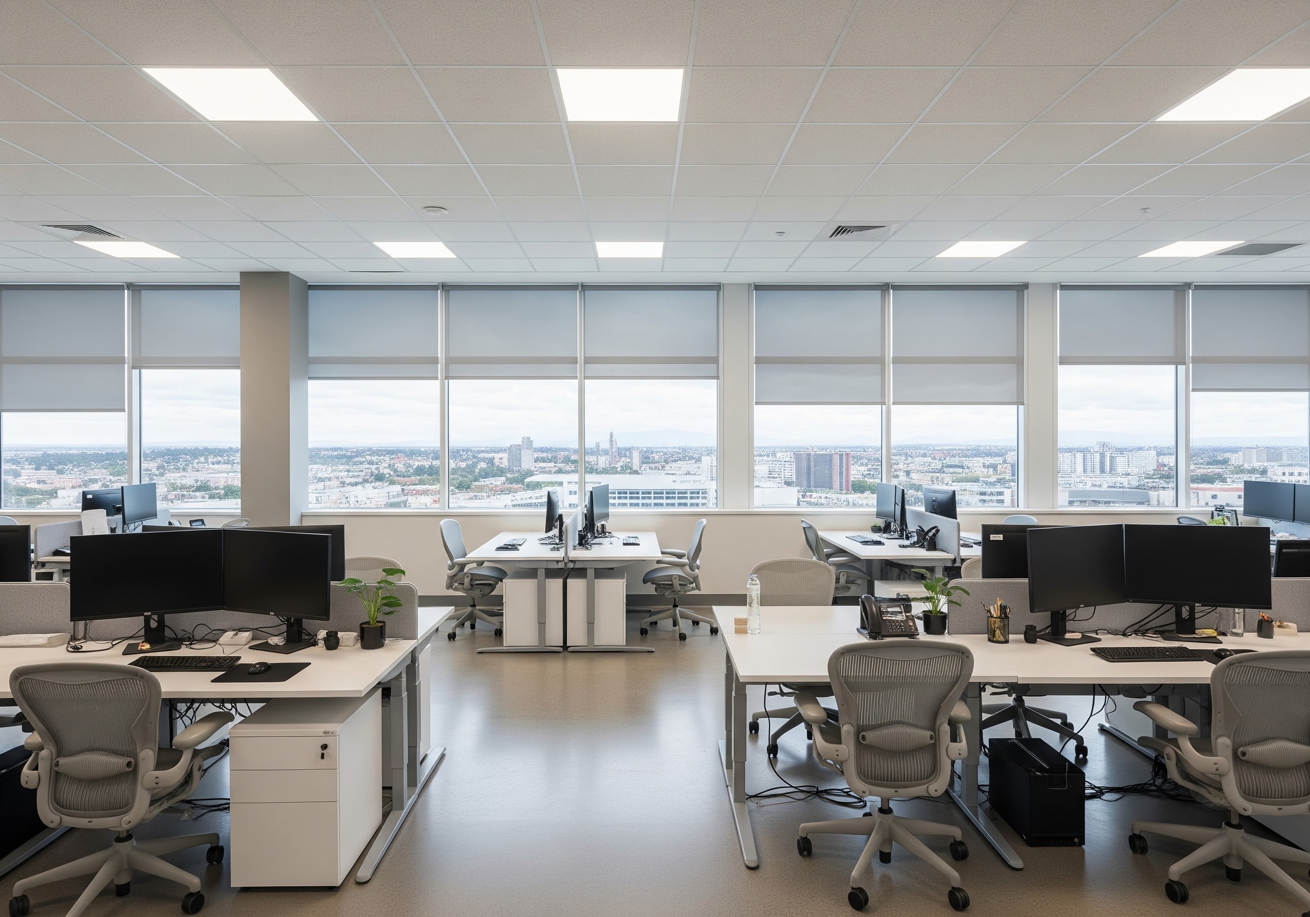 Commercial Roller Shades in an Office Setting