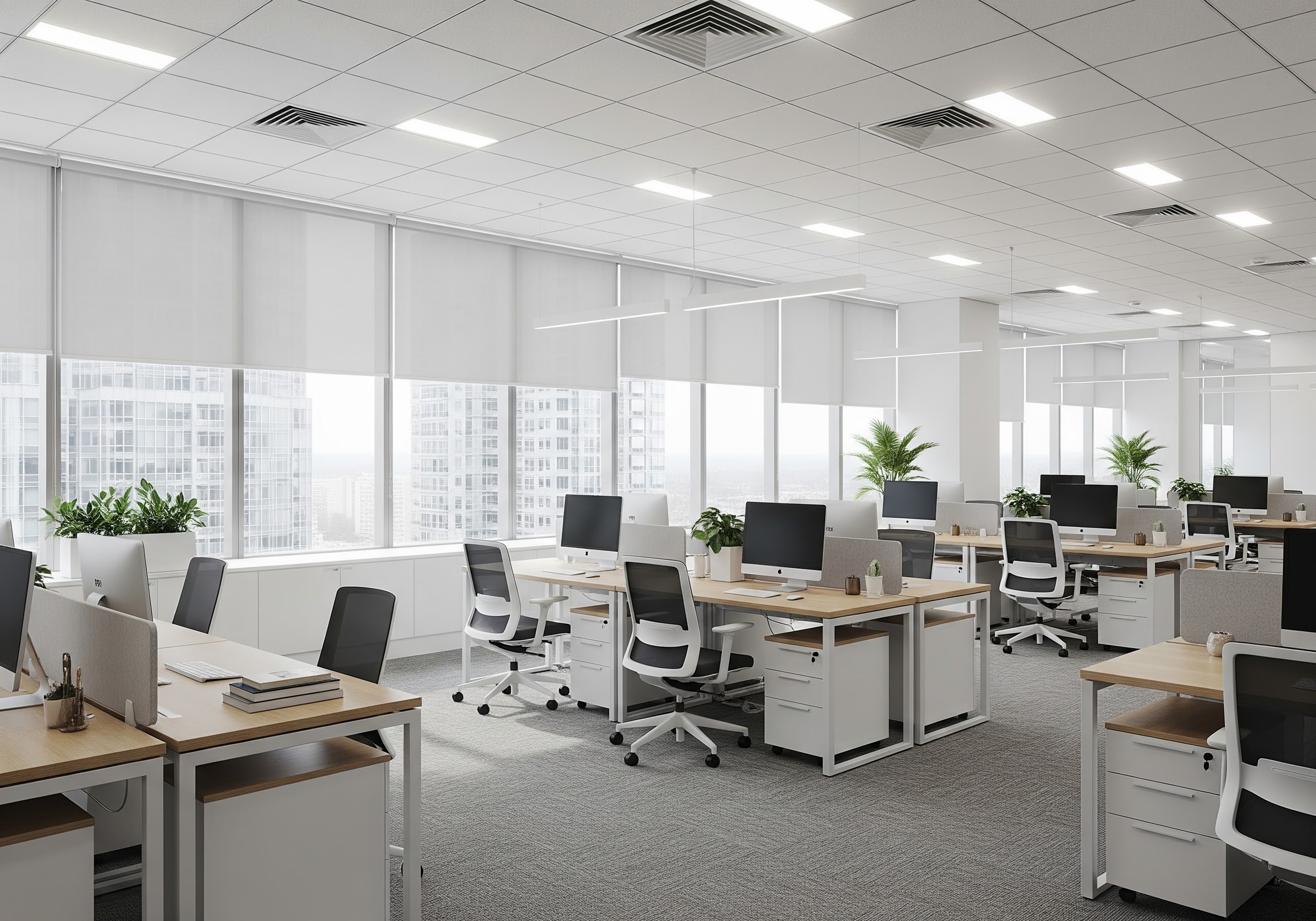 Commercial Roller Shades in an Office Setting