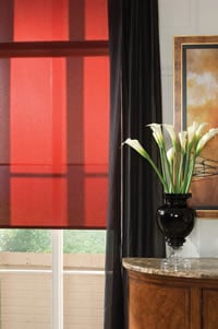 red roller shades