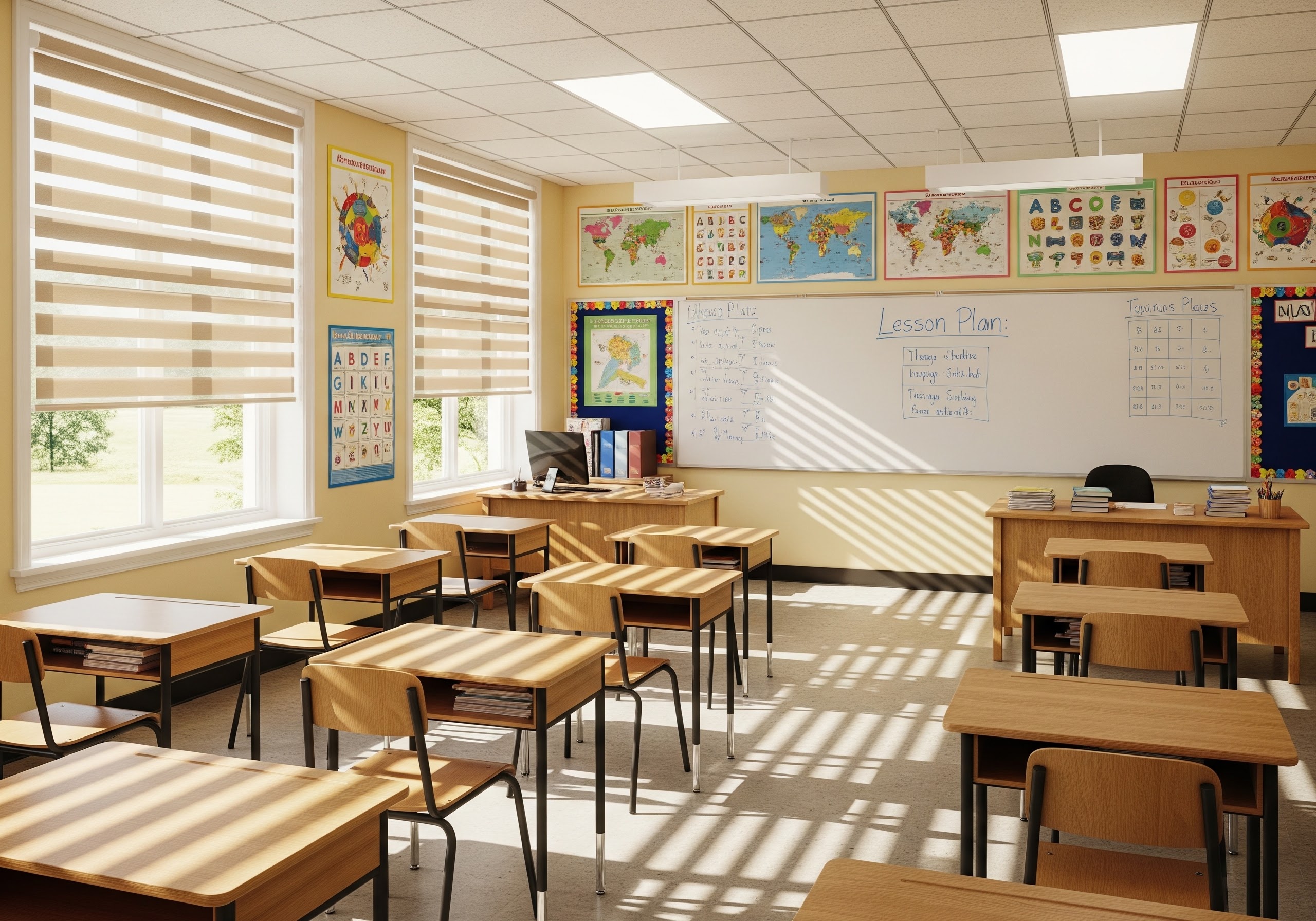 Zebra Shades in an School Room Setting