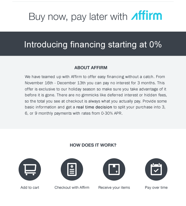 0% Financing on your Order