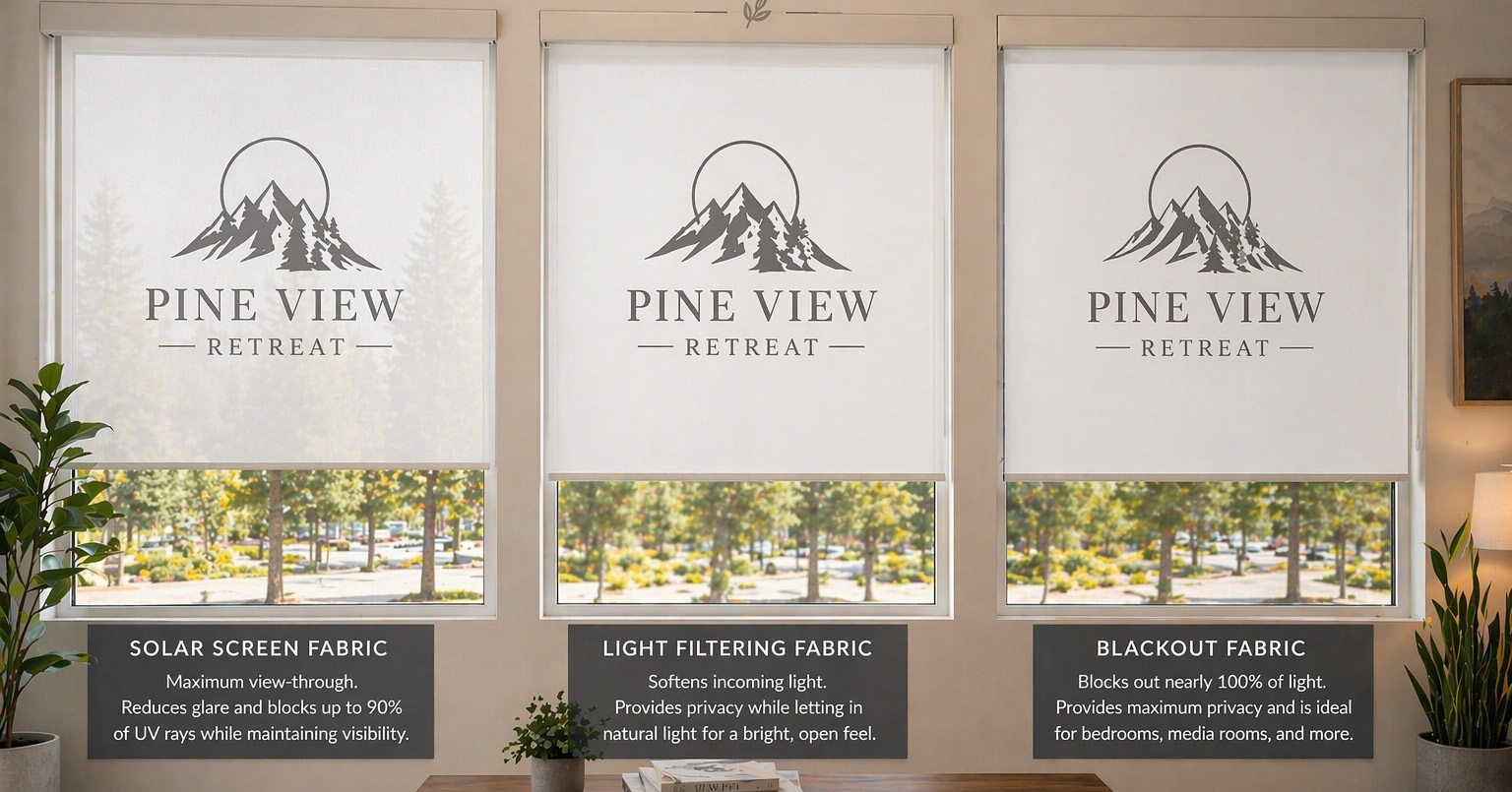 Fabric options for custom printed window shades