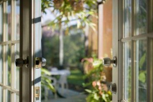 Vertical blinds are good choices for large windows and glass doors