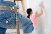 A quick home makeover involves installing a set of faux wood blinds.