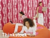 Complement wallpaper with horizontal fabric shades