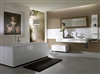 Bamboo woven wood shades can create a beautiful bathroom atmosphere