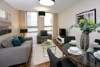 Some clever decorative accents and warm window treatments can cozy up a space.