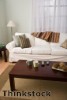 Decorative throws can add a splash of color to neutral furnishings.