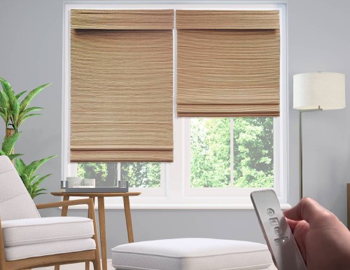 Motorized Woven Wood Shades