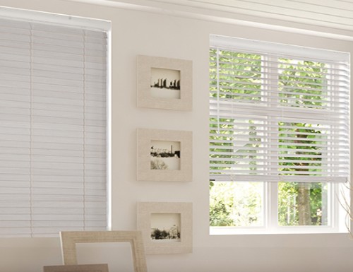 AIDA Faux Wood Blinds 2'' inch Cordless Horizontal Window Blinds White 