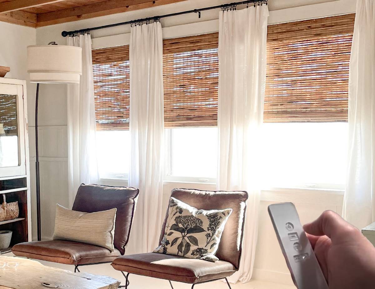 Motorized Woven Wood Shades | Bamboo Window Treatments | Blinds Chalet
