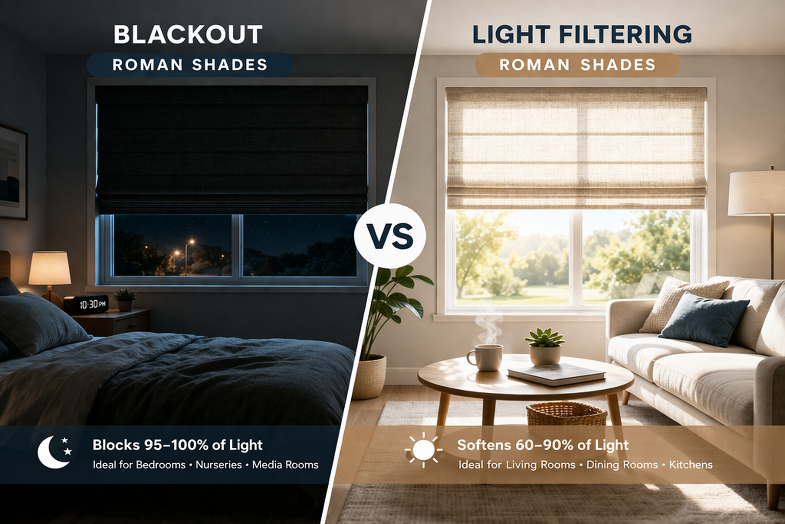 Blackout vs Light Filtering Roman Shades: Which Option Is Best? image