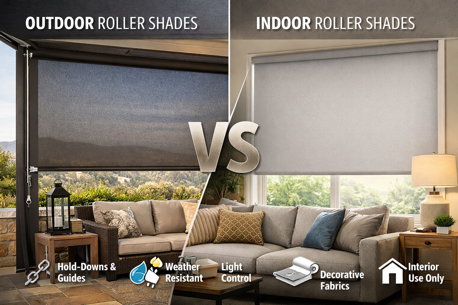 Outdoor vs Indoor Roller Shades: What’s the Difference? image