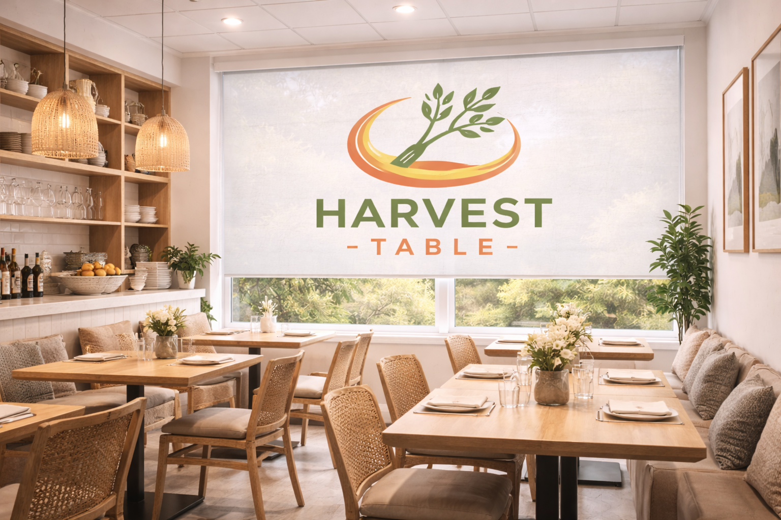 Custom Printed Window Shades for Restaurants image