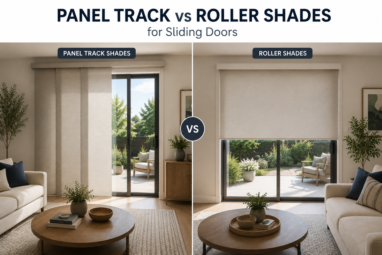 Panel Track Blinds vs. Roller Shades for Sliding Glass Doors image